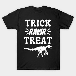 Trick Rawr Treat Halloween Dinosaur Bones T-Shirt